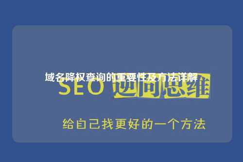 域名降权查询的重要性及方法详解